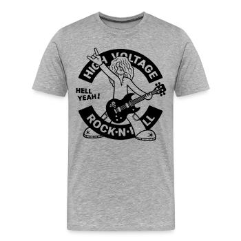 High Voltage Rock'N'Roll Guitarist - Men's Premium Organic T-Shirt - heather grey - Front - Damien (186cm)