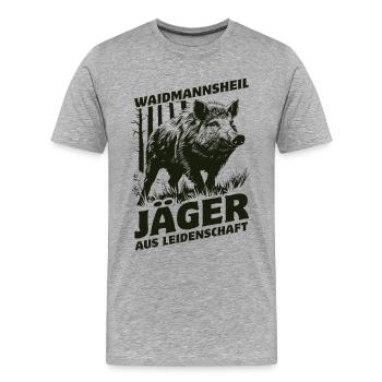 Waidmannsheil - Jäger aus Leidenschaft - Männer Premium Bio T-Shirt - Grau meliert - Vorne - Damien (186cm)
