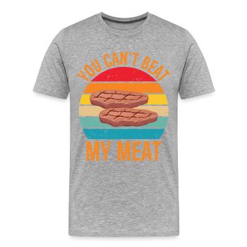 Rien ne vaut mon barbecue barbecue à la viande grillé - T-shirt bio Premium Homme - gris chiné - Devant - Damien (186cm)