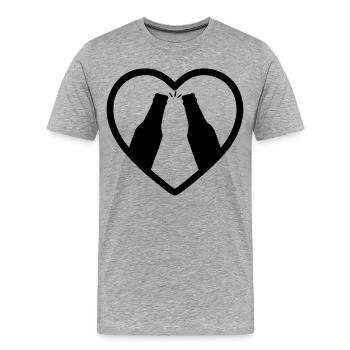 Apéritif de bière Heart Bottles - T-shirt bio Premium Homme - gris chiné - Devant - Damien (186cm)