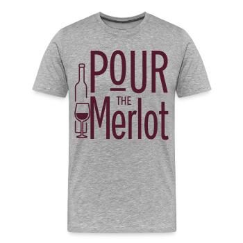Pour the Merlot Wine Saying for Connoisseurs - Men's Premium Organic T-Shirt - heather grey - Front - Damien (186cm)