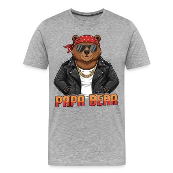 Papa Bear - Men's Premium Organic T-Shirt - heather grey - Front - Damien (186cm)