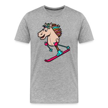 Ski de montage amateur - T-shirt bio Premium Homme - gris chiné - Devant - Damien (186cm)