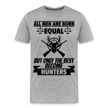 Tous les hommes naissent chasseurs égaux - T-shirt bio Premium Homme - gris chiné - Devant - Damien (186cm)