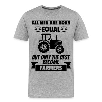 Tous les hommes naissent égaux. Fermier. - T-shirt bio Premium Homme - gris chiné - Devant - Damien (186cm)