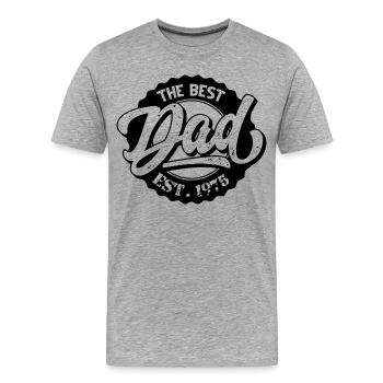 Le Meilleur Papa EST 1975 - T-shirt bio Premium Homme - gris chiné - Devant - Damien (186cm)