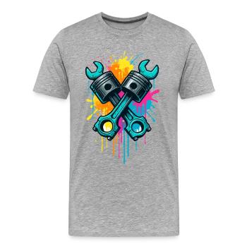 Screwdriver piston design, workshop mechanic - Men's Premium Organic T-Shirt - heather grey - Front - Damien (186cm)