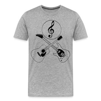 Guitares et clé de sol - T-shirt bio Premium Homme - gris chiné - Devant - Damien (186cm)