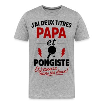 Dad Table Tennis Player, Father's Day Gift, Christmas Ping Pong - Men's Premium Organic T-Shirt - heather grey - Front - Damien (186cm)