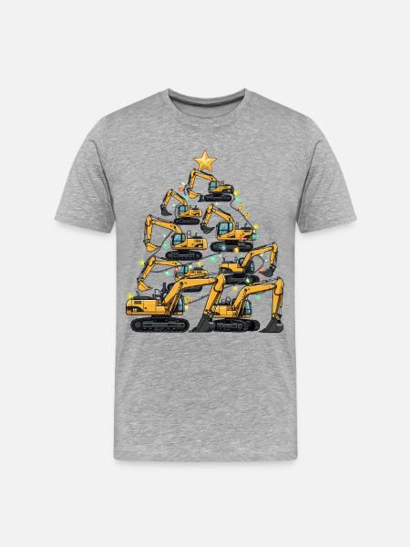 Funny Excavator Christmas Tree Gift - Men's Premium Organic T-Shirt - heather grey