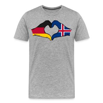 Deutschland Island Flagge Haende Herzform - Männer Premium Bio T-Shirt - Grau meliert - Vorne - Damien (186cm)