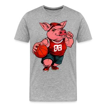 Schweinchen Basketballerin / Basketball Schweinche - Männer Premium Bio T-Shirt - Grau meliert - Vorne - Damien (186cm)