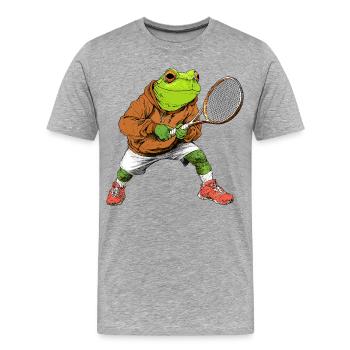 Frogs Tennis - Men's Premium Organic T-Shirt - heather grey - Front - Damien (186cm)