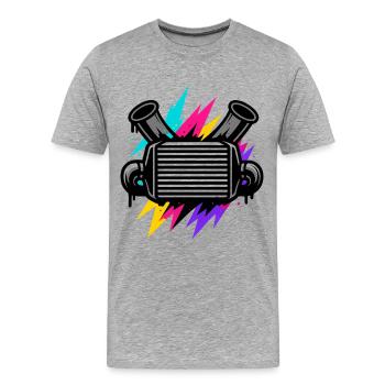 Neon Auto Sound, Tuning Rahmen, Fahrername - Männer Premium Bio T-Shirt - Grau meliert - Vorne - Damien (186cm)