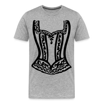 Victorian Pearl Cage Corset Line Art - Männer Premium Bio T-Shirt - Grau meliert - Vorne - Damien (186cm)