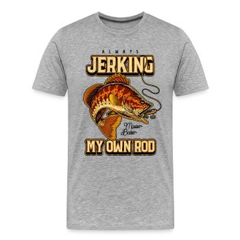 Toujours en train de branler ma canne en train de pêcher bizarrement - T-shirt bio Premium Homme - gris chiné - Devant - Damien (186cm)