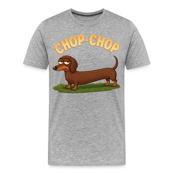 Dessin animé Dachshund Chop-Chop - T-shirt bio Premium Homme - gris chiné - Devant - Damien (186cm)
