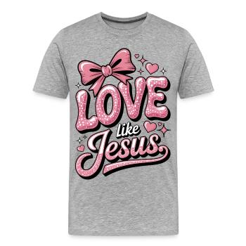 Love Like Jesus - Männer Premium Bio T-Shirt - Grau meliert - Vorne - Damien (186cm)