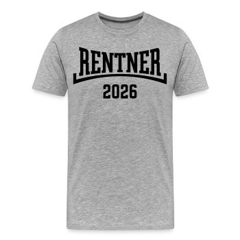 Rentner 2026 (Rente / Ruhestand / Konkav / Black) - Männer Premium Bio T-Shirt - Grau meliert - Vorne - Damien (186cm)