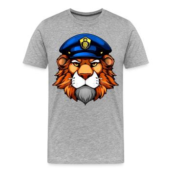 Polizei Löwe - Männer Premium Bio T-Shirt - Grau meliert - Vorne - Damien (186cm)