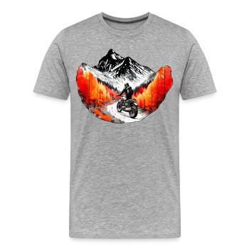 Motorcyclists in the mountains in autumn - Men's Premium Organic T-Shirt - heather grey - Front - Damien (186cm)