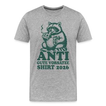 Waschbär | Anti gute Vorsätze 2026 - Männer Premium Bio T-Shirt - Grau meliert - Vorne - Damien (186cm)