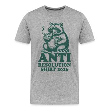 Waschbär | Anti gute Vorsätze 2026 - Männer Premium Bio T-Shirt - Grau meliert - Vorne - Damien (186cm)