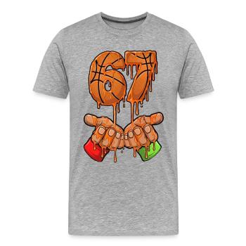 67 Meme Basketball Drop Style Streetball Design - Men's Premium Organic T-Shirt - heather grey - Front - Damien (186cm)