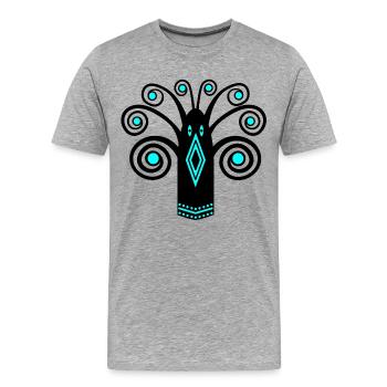 Graphique d’oiseaux - T-shirt bio Premium Homme - gris chiné - Devant - Damien (186cm)