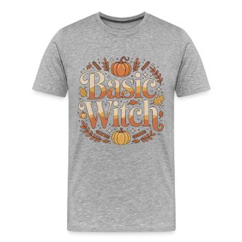Sorcellerie : Lecture de base du Tarot enchanté de la sorcière - T-shirt bio Premium Homme - gris chiné - Devant - Damien (186cm)