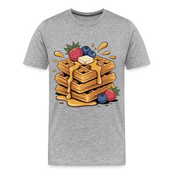Fruchtige Waffelkunst - Männer Premium Bio T-Shirt - Grau meliert - Vorne - Damien (186cm)