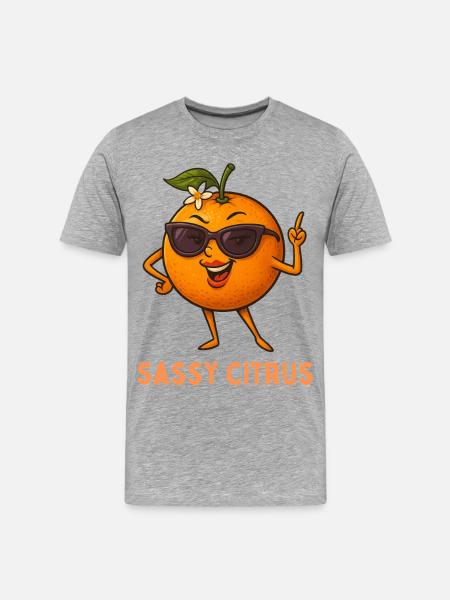 Sassy Citrus with sunglasses - Men's Premium Organic T-Shirt - heather grey