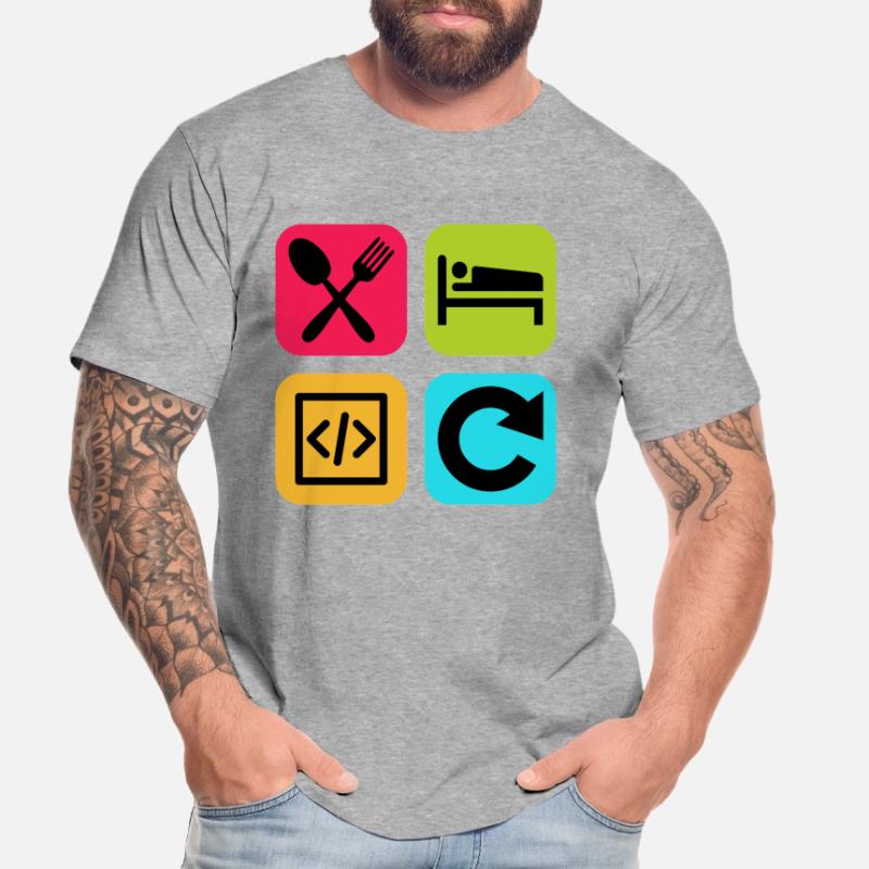 Manger Dormir Code Répéter Citation drôle Dev T-shirt bio Premium Homme