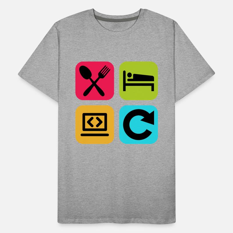 Code de citation drôle répété par le programme Eat Sleep T-shirt bio Premium Homme
