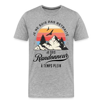 Full-time hiker not retired - Men's Premium Organic T-Shirt - heather grey - Front - Damien (186cm)