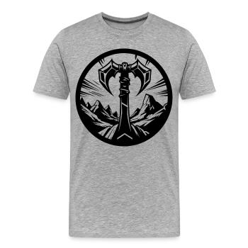 Barbarian Symbol – Tribal Axe - Men's Premium Organic T-Shirt - heather grey - Front - Damien (186cm)