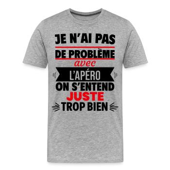 Nur mit Aperitif-Humor - Männer Premium Bio T-Shirt - Grau meliert - Vorne - Damien (186cm)