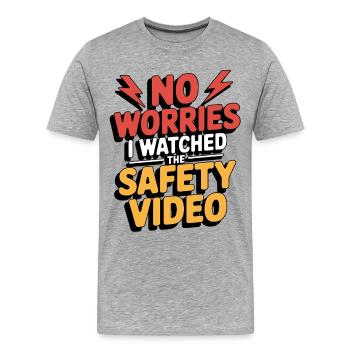 Keine Sorge – Sicherheitsvideo Meme - Männer Premium Bio T-Shirt - Grau meliert - Vorne - Damien (186cm)
