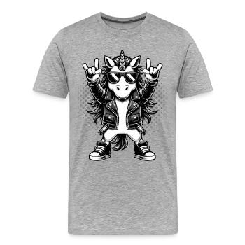 Rock, Rocker, Musique rock, Heavy metal, Rock Hand - T-shirt bio Premium Homme - gris chiné - Devant - Damien (186cm)