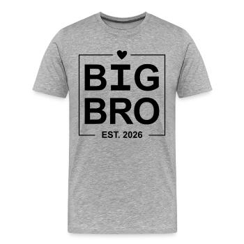 Big Bro Est 2026 - Men's Premium Organic T-Shirt - heather grey - Front - Damien (186cm)