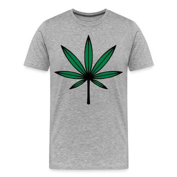 Cannabis / Marijuana / Hemp Leaf (2C) - Men's Premium Organic T-Shirt - heather grey - Front - Damien (186cm)