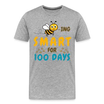 Être malin pendant 100 jours - T-shirt bio Premium Homme - gris chiné - Devant - Damien (186cm)
