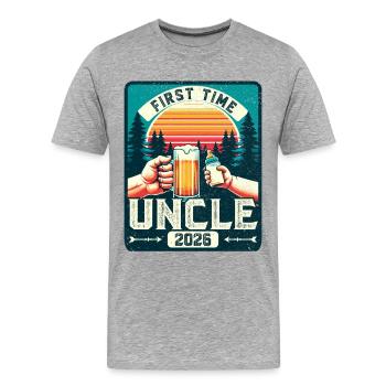 Onkel 2026, Werdender Onkel, Zukünftiger Onkel - Männer Premium Bio T-Shirt - Grau meliert - Vorne - Damien (186cm)