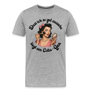 Colla-Gen – Beauté avec un sens de l’humour | Illustration rétro - T-shirt bio Premium Homme - gris chiné - Devant - Damien (186cm)