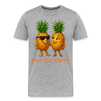 Sonnenananas Duo - Männer Premium Bio T-Shirt - Grau meliert - Vorne - Damien (186cm)
