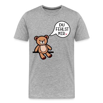 Tu me manques - ours - T-shirt bio Premium Homme - gris chiné - Devant - Damien (186cm)