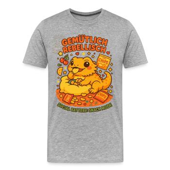 Cozy Rebellious Shirt, Snack Fashion - Men's Premium Organic T-Shirt - heather grey - Front - Damien (186cm)