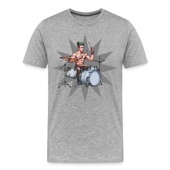 DRUMMER #3 - sound & vision - T-shirt bio Premium Homme - gris chiné - Devant - Damien (186cm)