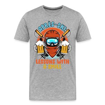 Moniteur de ski APRES-SKI COURS AVEC LE SOURIRE Lustig - T-shirt bio Premium Homme - gris chiné - Devant - Damien (186cm)