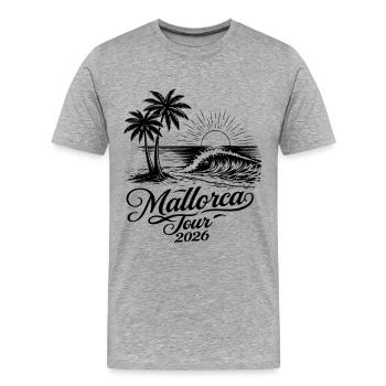 Tournée de Majorque 2026 - T-shirt bio Premium Homme - gris chiné - Devant - Damien (186cm)